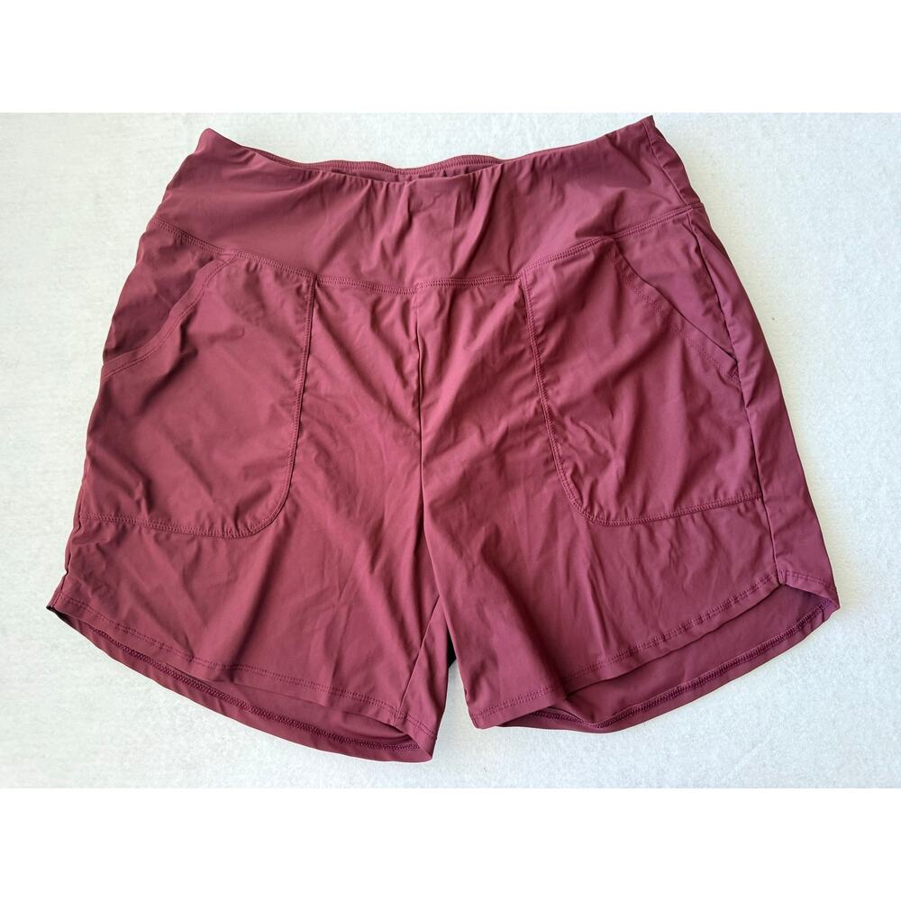 Baleaf Women's 5" High Waisted Swim Board Shorts Red Swimsuit Bottoms Pockets